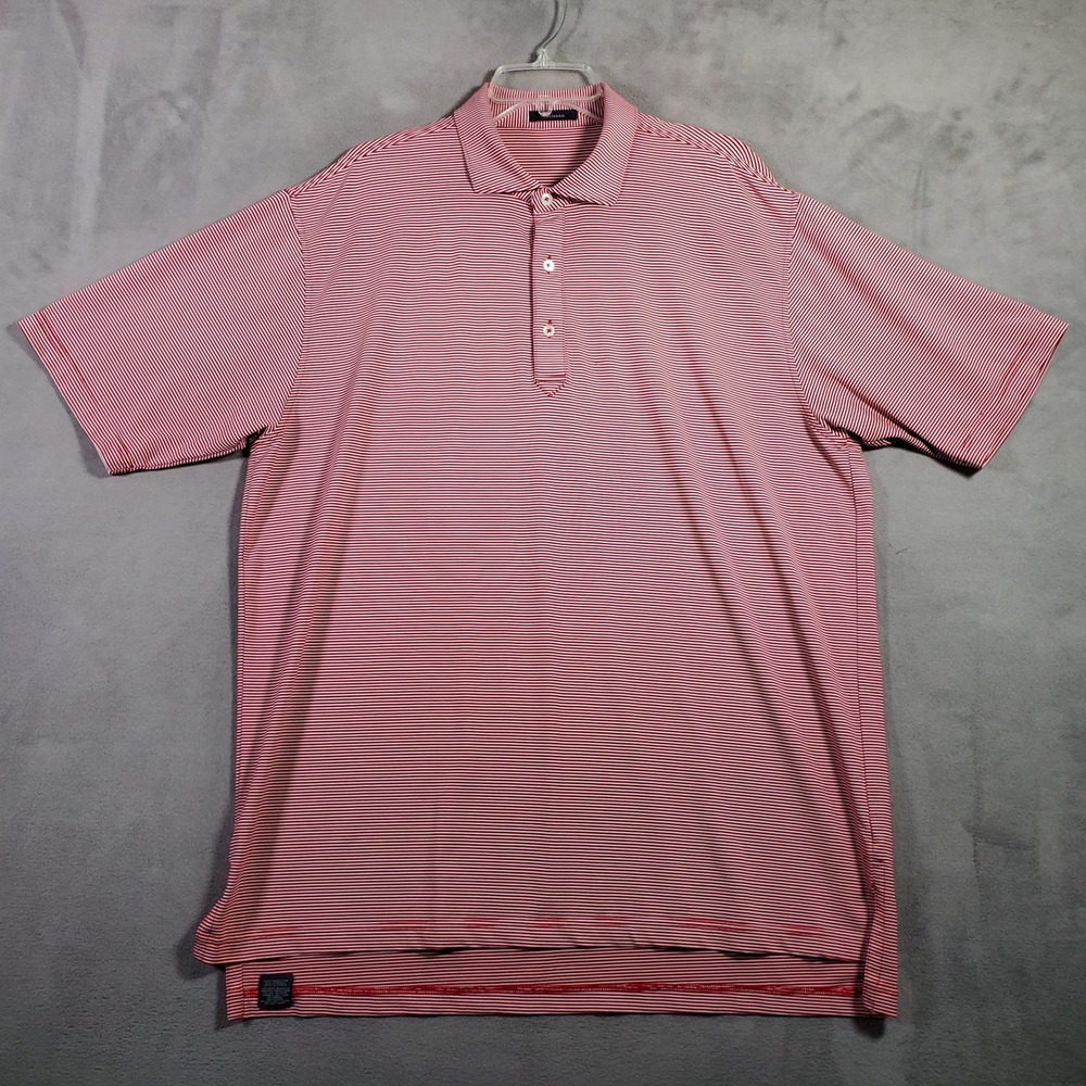 Turtleson Polo Shirt Mens XL Red White Striped Performance Golf Preppy Nautical